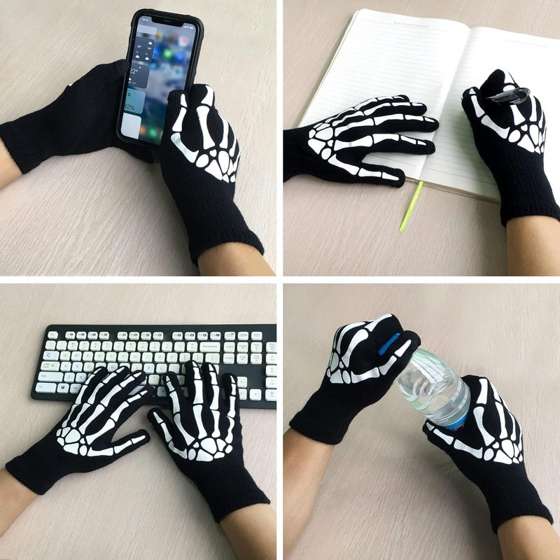 Mr Warm Halloween Skeleton Gloves,Full Finger Skeleton Pattern Gloves Cosplay Costume Accessories for Men Women Adults - Image 5